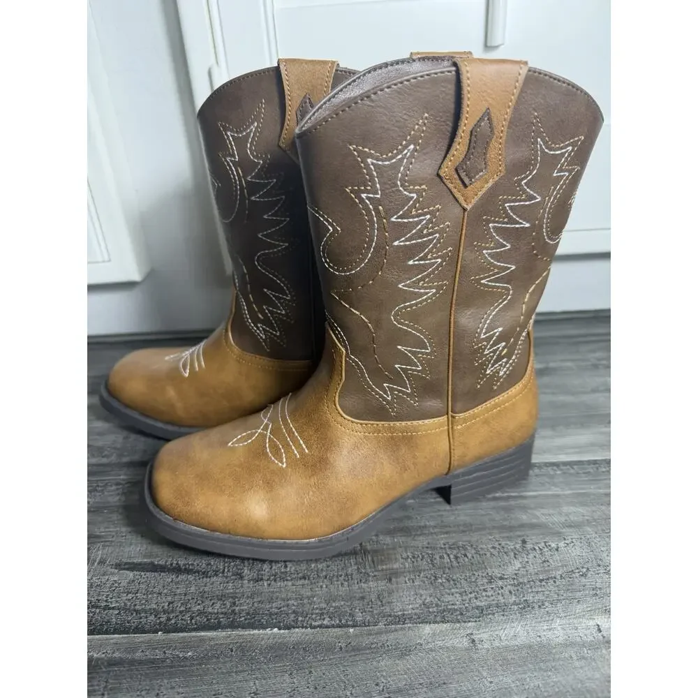 Wonder‎ Nation Boys Boots Size 4 Big Kid Cowboy Boots Western Rodeo Embroidered
